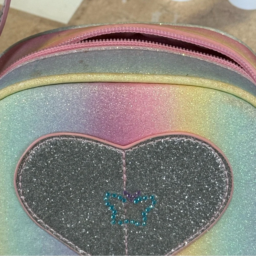 New Mipasties Heart Rainbow Glitter Crossbody Purse | Kids Mini Bag